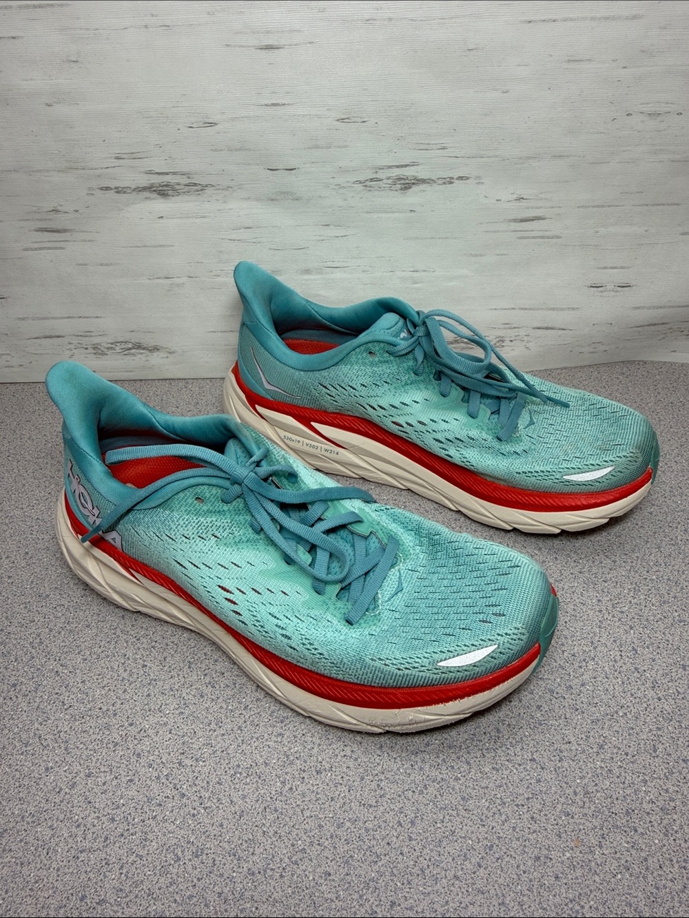 Hoka Women's Teal Athletic Running Shoes with Red Trim
